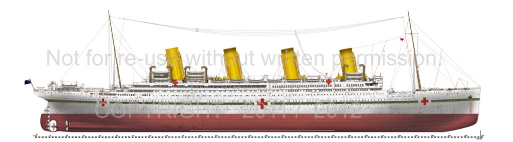 An artist's view of Britannic as a hospital ship.