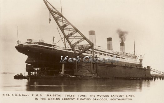 The RMS Majestic in Southampton's floating dry dock.