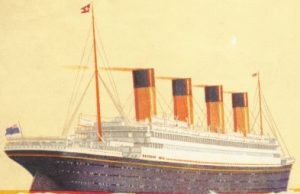 A period illustration of RMS Olympic at sea.