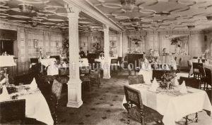 A photograph of Aquitania's first class grill room, which often is the subject of confusion. J. Kent Layton Collection.