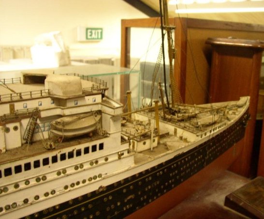 Forward sections of a model of the RMS Majestic.