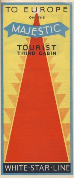 1929 Tourist Third Cabin brochure cover.