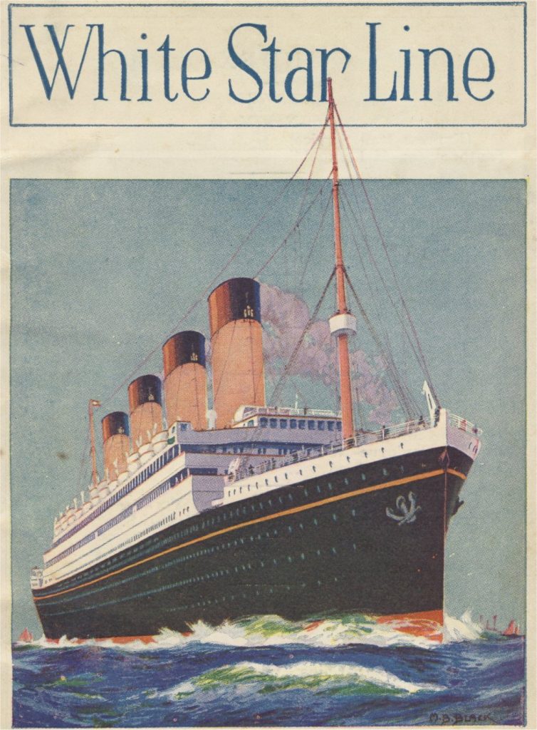 Advertising material showing an artist's impression of the RMS Olympic.