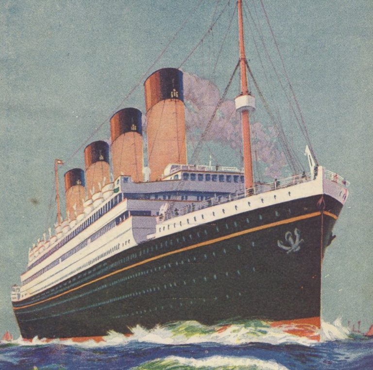 Advertising material showing an artist's impression of the RMS Olympic.
